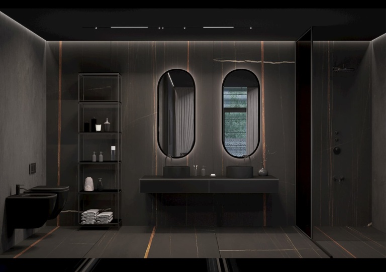 Идея для дизайна интерьера ванны в умном доме